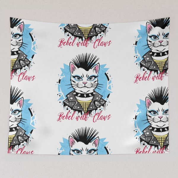 Item preview, Rebel with Claws: Punk Rock Cat Design designed and sold by asprse.