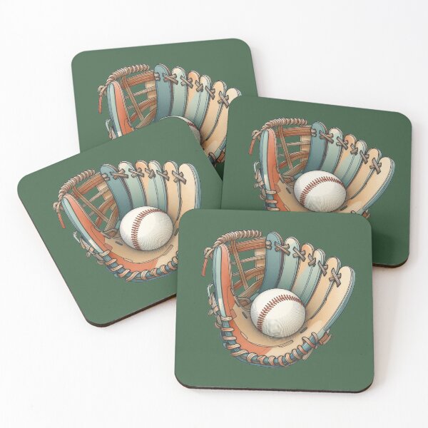 Item preview, Minimalist 3D Baseball Glove with Ball in Retro Colors ,  designed and sold by PaintMeWorld.
