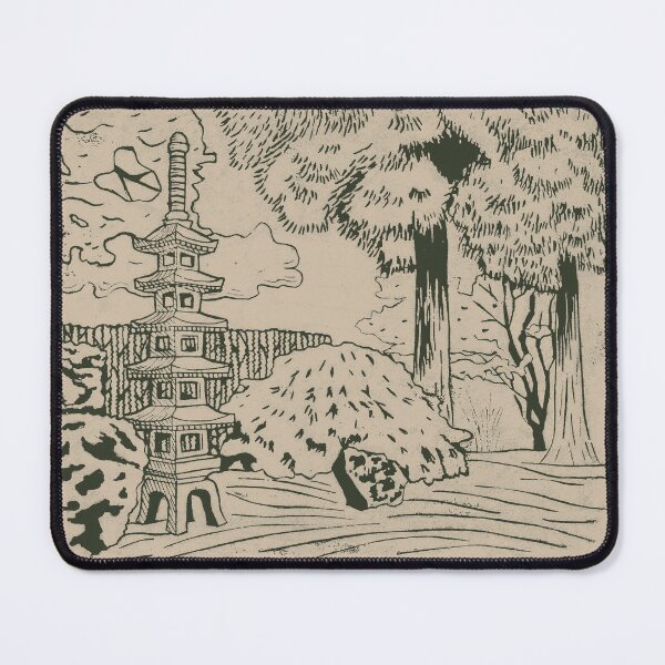 Item preview, Japanese Garden with Pagoda Linocut Print - Pine + Dove designed and sold by Irene Estelle.
