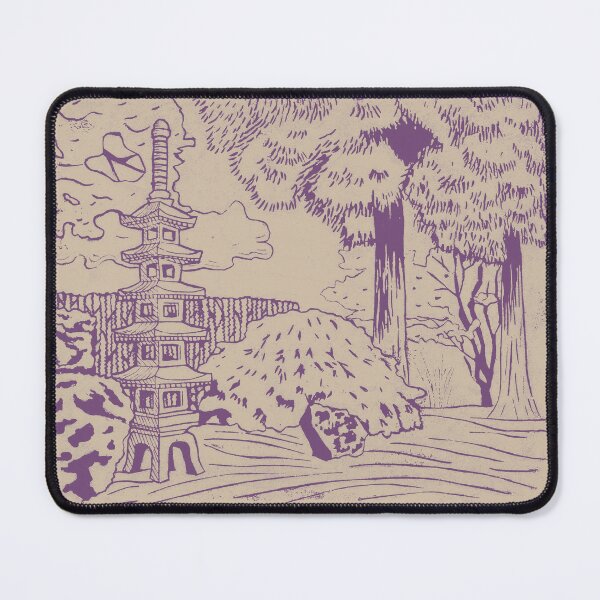 Item preview, Japanese Garden with Pagoda Linocut Print - Plum + Dove designed and sold by Irene Estelle.