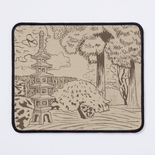 Item preview, Japanese Garden with Pagoda Linocut Print - Earth + Dove designed and sold by Irene Estelle.