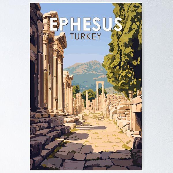 Ephesus Turkey Travel Art Vintage Poster