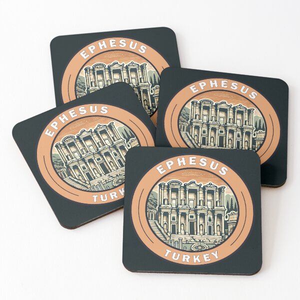 Item preview, Ephesus Turkey Illustration Travel Art Badge designed and sold by KrisSidDesigns.