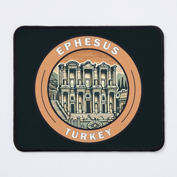 Item preview, Ephesus Turkey Illustration Travel Art Badge designed and sold by KrisSidDesigns.