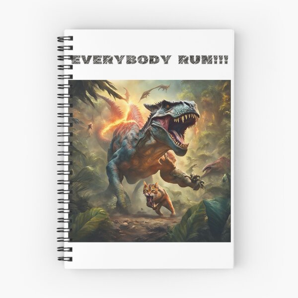 Item preview, Everybody Run!!! Dinosaur chasing a Cat designed and sold by NicMacTees.
