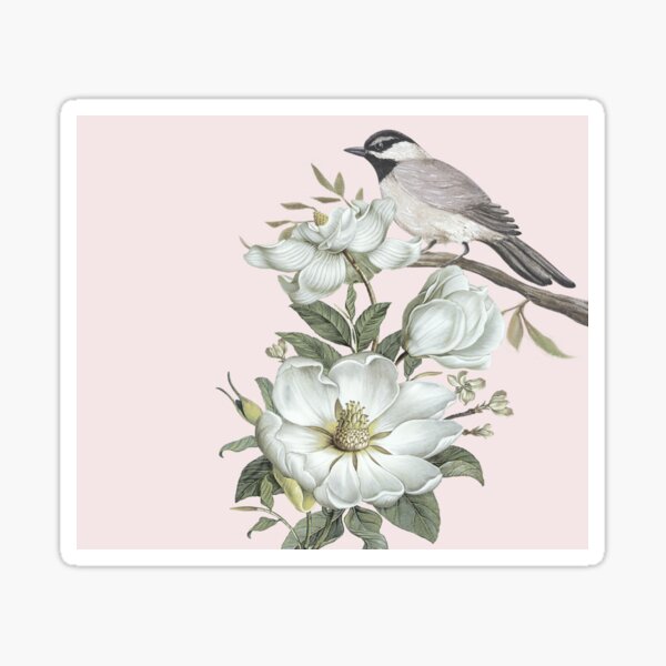 Vista previa del artículo con la obra «Aves primaverales en rosa rubor», diseñado y vendido por RoseAesthetic.