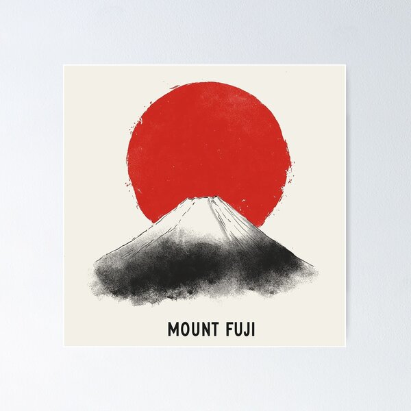Item preview, Mount Fuji Minimalist Red Sun Design designed and sold by Retro Travel Design.