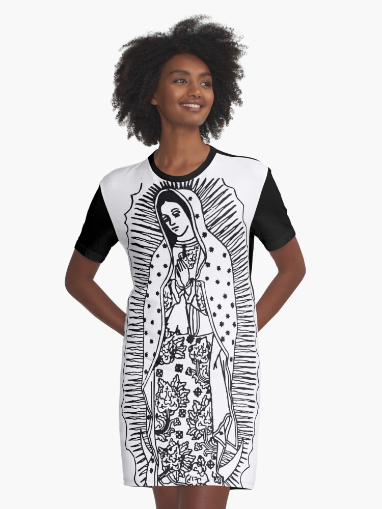 sostén delicadeza Persona Vestido camiseta for Sale con la obra «Virgen de Guadalupe Nuestra Señora  de Guadalupe Blanco y Negro Diseño Arte de la pared Católica Prints» de  tanabe | Redbubble