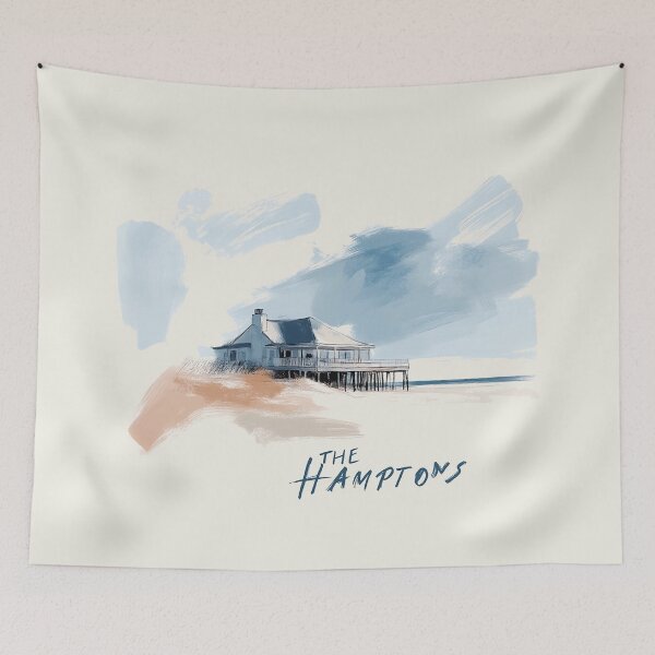 Item preview, Coastal Hamptons Beach House Art designed and sold by Retro Travel Design.