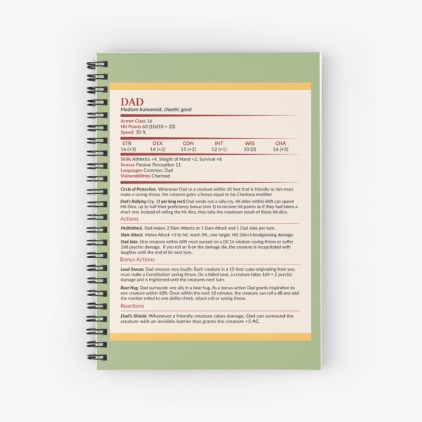 Item preview, Dad DnD Character Stats designed and sold by GeekyGoddess.