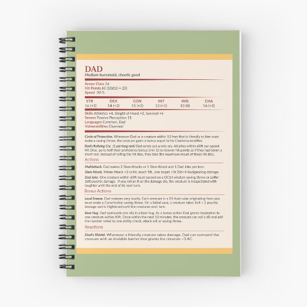Item preview, Dad DnD Character Stats designed and sold by GeekyGoddess.