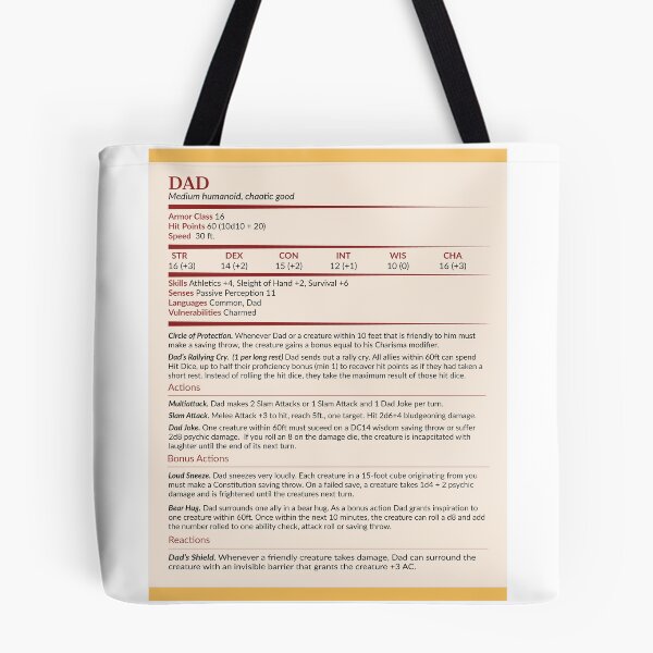 Item preview, Dad DnD Character Stats designed and sold by GeekyGoddess.