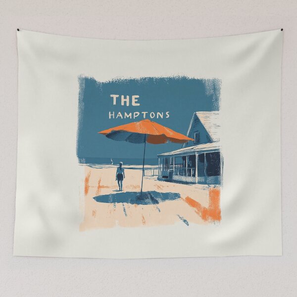 Item preview, Vintage Hamptons Beach Scene Illustration designed and sold by Retro Travel Design.