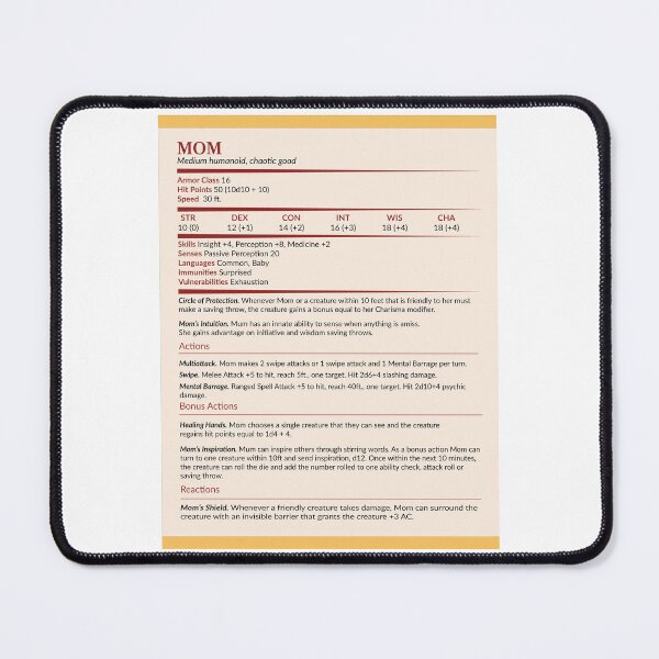 Item preview, Mom DnD Character Stats designed and sold by GeekyGoddess.