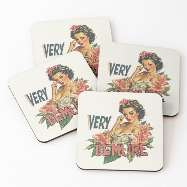 Item preview, Vintage Pin-Up “Very Demure” Floral Art designed and sold by Retro Travel Design.