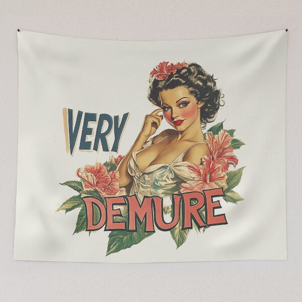 Item preview, Vintage Pin-Up “Very Demure” Floral Art designed and sold by Retro Travel Design.