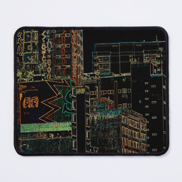 Item preview, Colorful city building art at night designed and sold by Fran Cost.