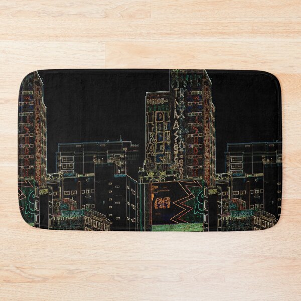 Item preview, Colorful city building art at night designed and sold by Fran Cost.