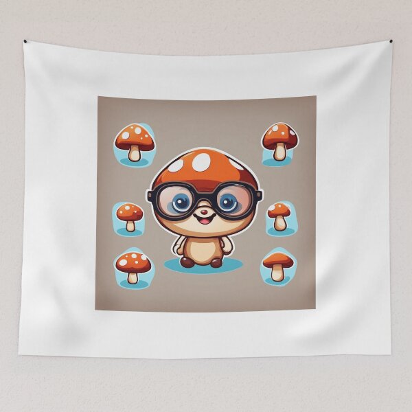 Item preview, Cute Mushroom Kid Wearing Glasses Cartoon Vector Icon Illustration designed and sold by hjian8219.