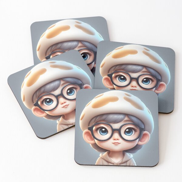 Item preview, Cute Mushroom Kid Wearing Glasses Cartoon Vector Icon Illustration designed and sold by hjian8219.