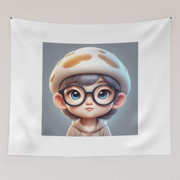Item preview, Cute Mushroom Kid Wearing Glasses Cartoon Vector Icon Illustration designed and sold by hjian8219.