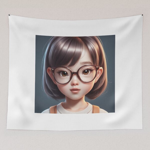 Item preview, Cute girl Kid Wearing Glasses Cartoon Vector Icon Illustration designed and sold by hjian8219.