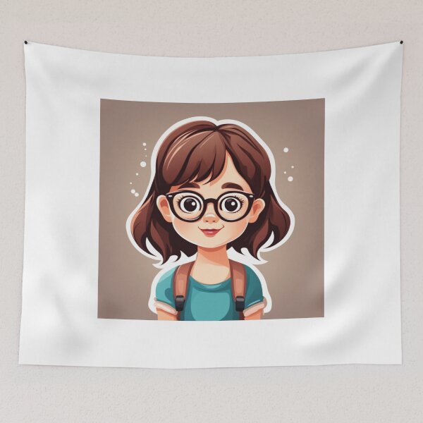 Item preview, Cute girl Kid Wearing Glasses Cartoon Vector Icon Illustration designed and sold by hjian8219.
