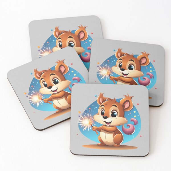Item preview,  Cute Squirrel Playing with Fireworks Cartoon Vector Icon Illustration designed and sold by hjian8219.