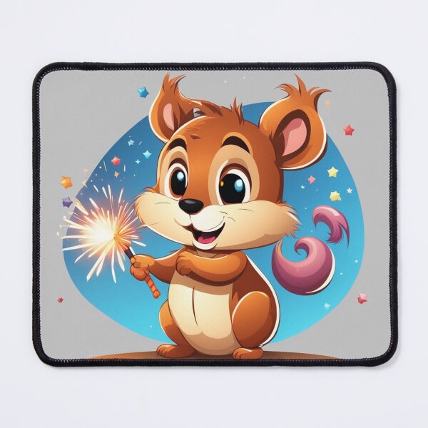 Item preview, Cute Squirrel Playing with Fireworks Cartoon Vector Icon Illustration designed and sold by hjian8219.