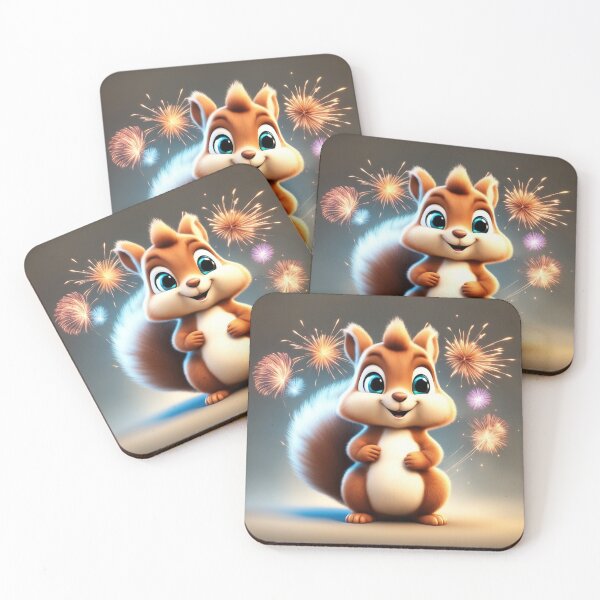 Item preview,  Cute Squirrel Playing with Fireworks Cartoon Vector Icon Illustration designed and sold by hjian8219.