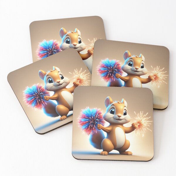 Item preview,  Cute Squirrel Playing with Fireworks Cartoon Vector Icon Illustration designed and sold by hjian8219.