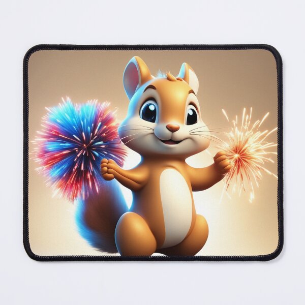 Item preview, Cute Squirrel Playing with Fireworks Cartoon Vector Icon Illustration designed and sold by hjian8219.