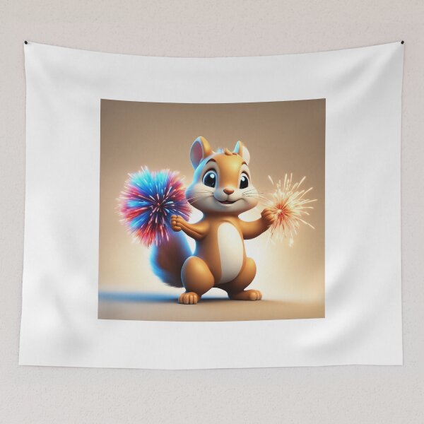 Item preview,  Cute Squirrel Playing with Fireworks Cartoon Vector Icon Illustration designed and sold by hjian8219.