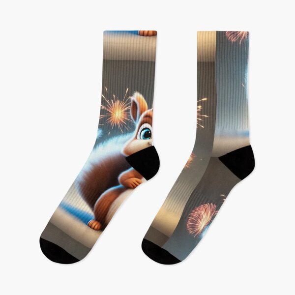 Item preview,  Cute Squirrel Playing with Fireworks Cartoon Vector Icon Illustration designed and sold by hjian8219.