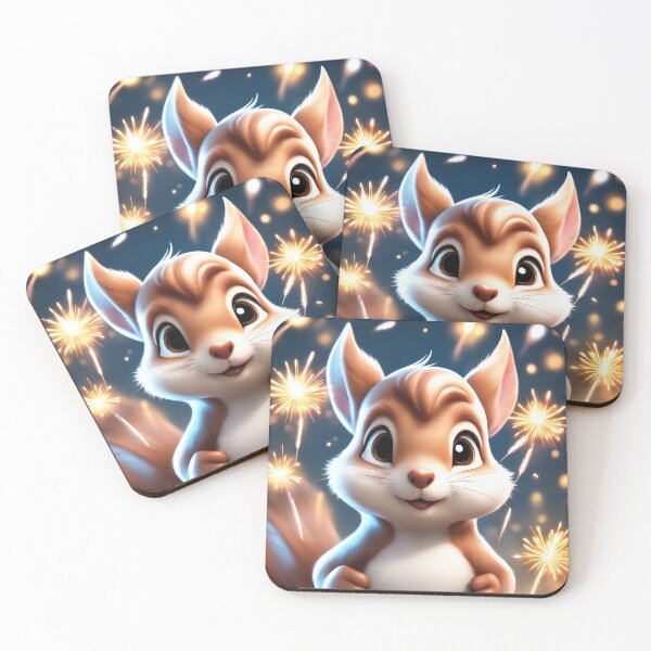 Item preview,  Cute Squirrel Playing with Fireworks Cartoon Vector Icon Illustration designed and sold by hjian8219.