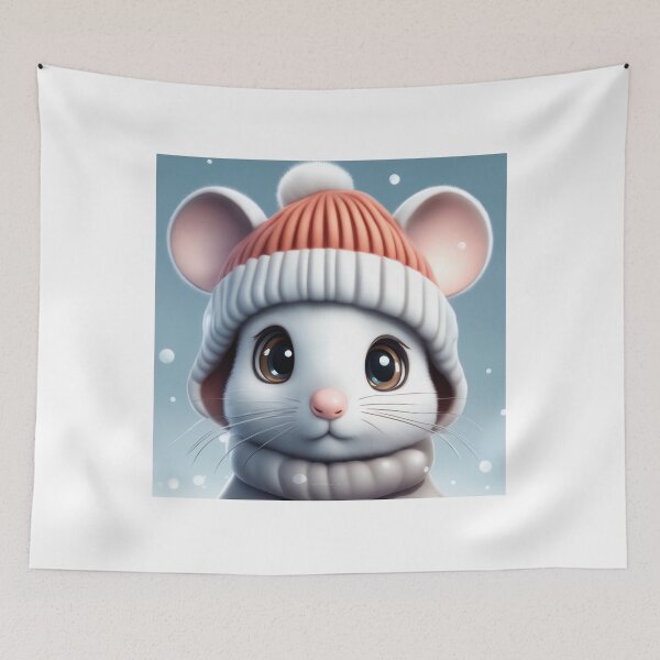 Item preview, Cute Mouse Wearing Beanie Hat Winter Cartoon Vector Icon Illustration designed and sold by hjian8219.