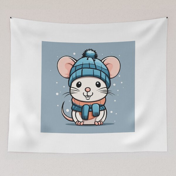 Item preview, Cute Mouse Wearing Beanie Hat Winter Cartoon Vector Icon Illustration designed and sold by hjian8219.