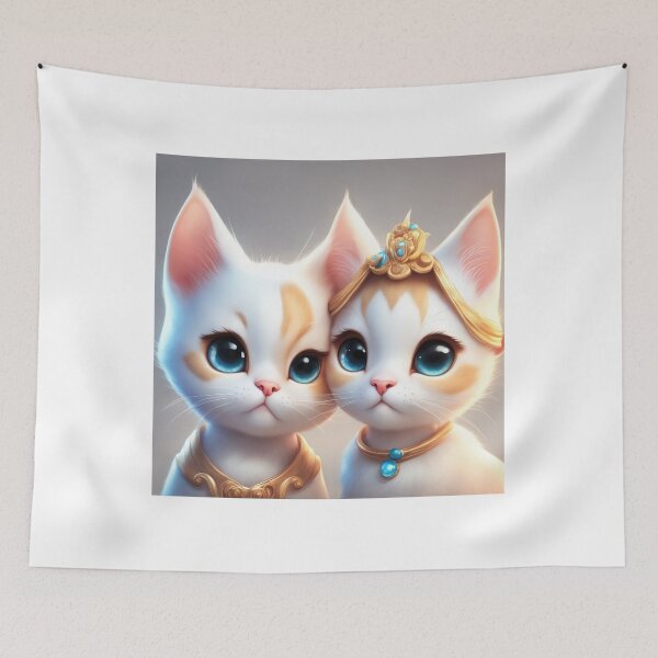 Item preview, Cute Cat Couple Playing Cartoon Vector Icon Illustration designed and sold by hjian8219.