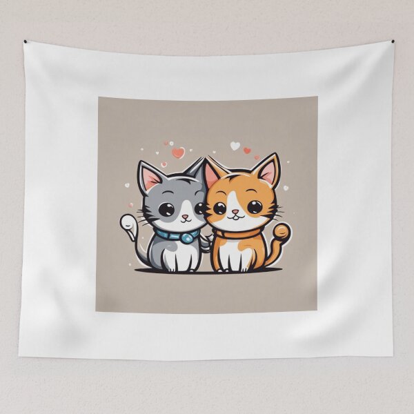 Item preview, Cute Cat Couple Playing Cartoon Vector Icon Illustration designed and sold by hjian8219.