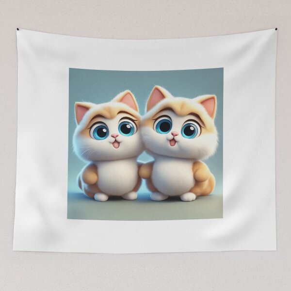 Item preview, Cute Cat Couple Playing Cartoon Vector Icon Illustration designed and sold by hjian8219.