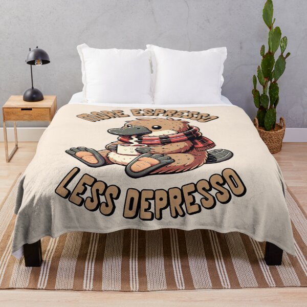 Item preview, More Espresso Less Depresso Meme - Funny Coffee Platypus Vintage Poster designed and sold by InkyGenies.