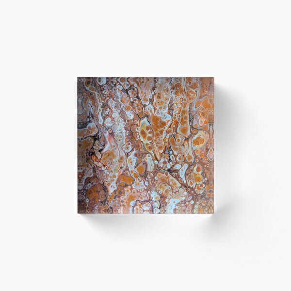 Orange and Brown Flow Acrylic Block