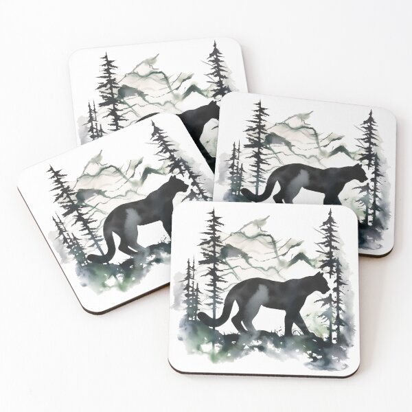 Item preview, Colorful Cougar Silhouette painting designed and sold by WildShadows.