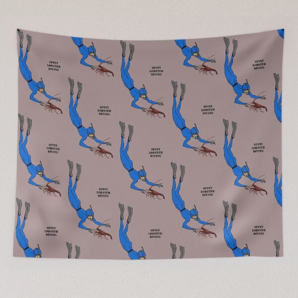 Item preview, Vintage Freediving Diver Catching a Spiny Lobster URM designed and sold by urmaddad.