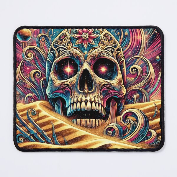 Item preview, Cosmic Skull Emerging from Sands - Surreal Adventure Art designed and sold by Noussairox.