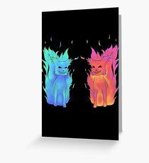 Blue and Red Flames Greeting Card
