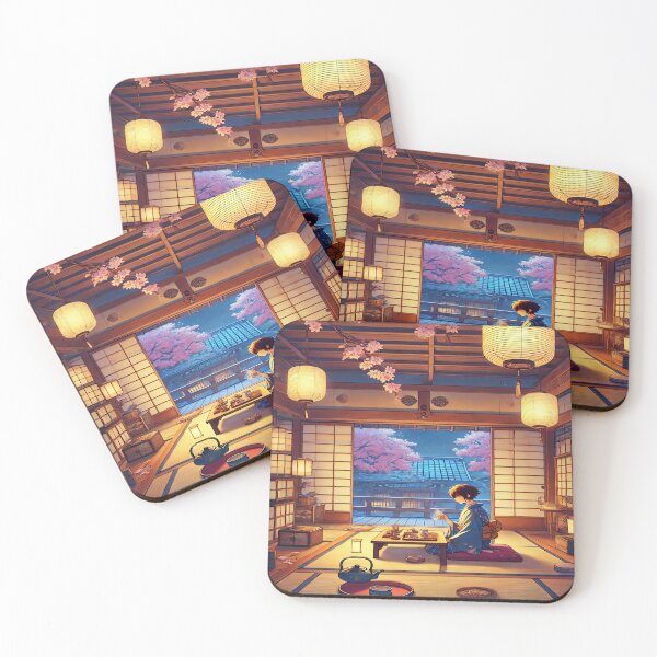 Item preview, Lo-fi Tranquil Sakura Evening: Japanese Tea Ceremony designed and sold by SakuraJapanArt.