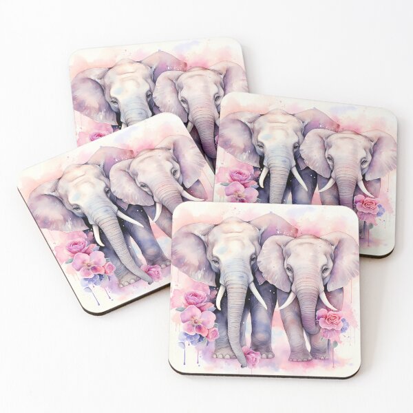 Item preview, Elephant Couple with Pink Roses designed and sold by OneFineGem.