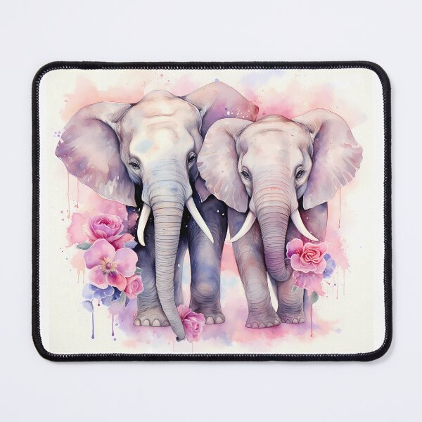 Item preview, Elephant Couple with Pink Roses designed and sold by OneFineGem.