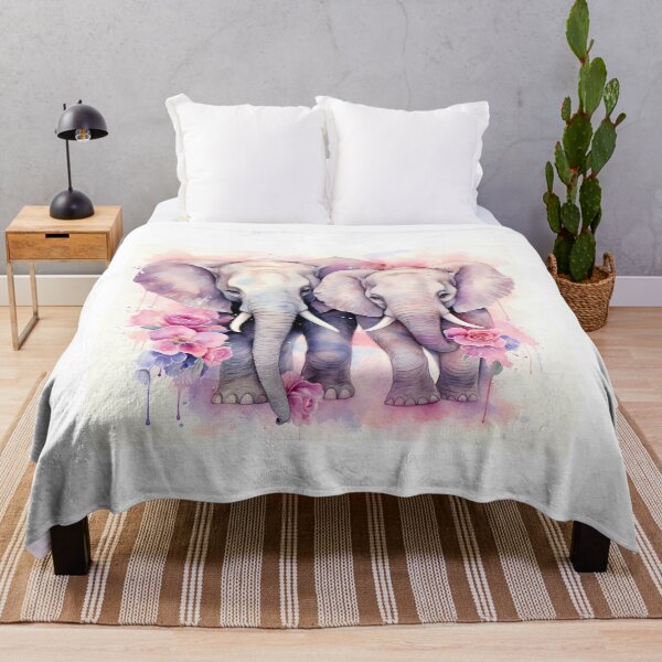 Item preview, Elephant Couple with Pink Roses designed and sold by OneFineGem.